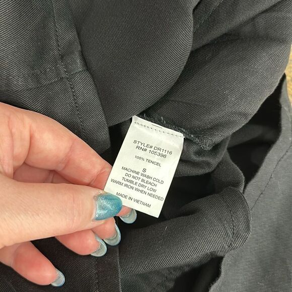 Bohme Black Roll Tab Sleeve Elastic Waist Utility Dress Size S - Picture 6 of 10